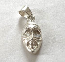 Vintage Taxco Mexican Sterling Silver Serious Stern Mask Face Dangle Pendant
