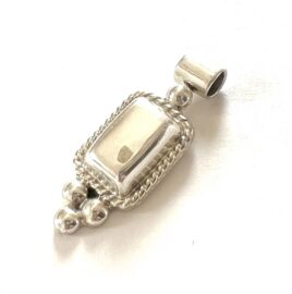 Vintage Late Mid Century Mexican Silver Geometrics Handmade Floating Dangle Pendant 1970s-1980s Floater