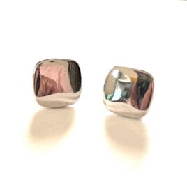 Vintage 1950 Hadley Sterling Silver Rounded Square Squircle Mid Century Men's Cufflinks No Monogram Mirror Finish